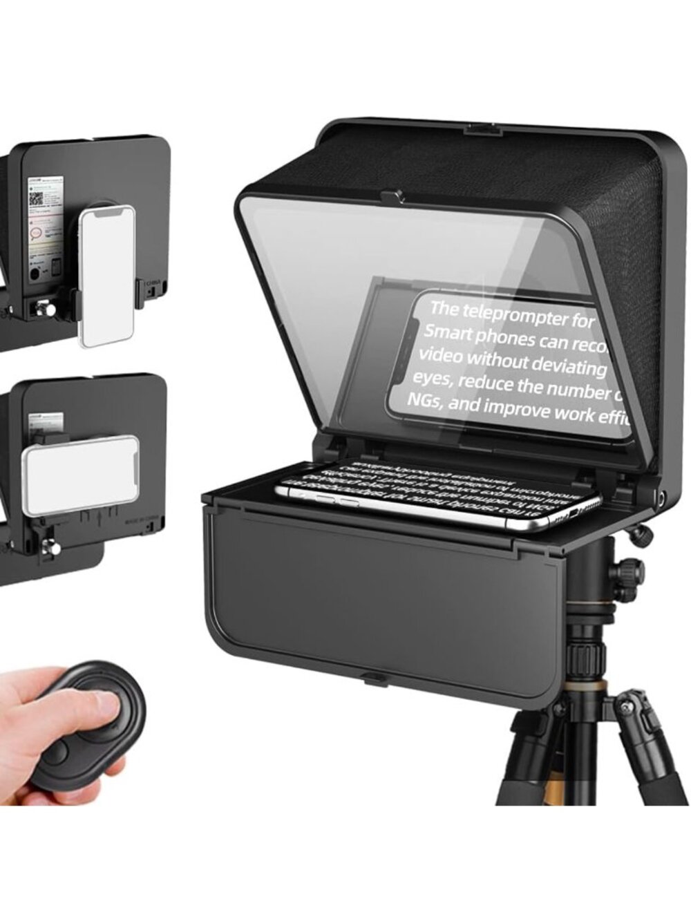Portable Teleprompter for Phone, 9.7" Mini Foldable with Remote, App Compatible